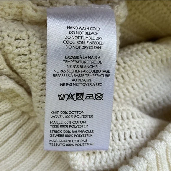 Anthropologie Crochet Bomber Cardigan Ivory Excellent Size L - Picture 8 of 9